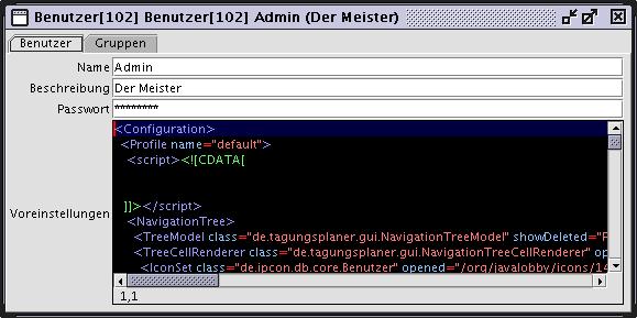 admin benutzer admin